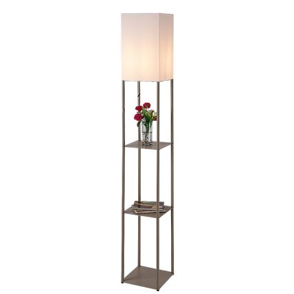 Brilagi - Stāvlampa ar plauktiem GRADUS 1xE27/40W/230V 150 cm pelēka/bēša