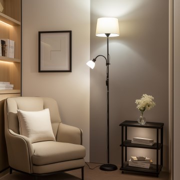 Brilagi - stāvlampa CERIA 1xE27/100W/230V + 1xE14/25W melna/bēša