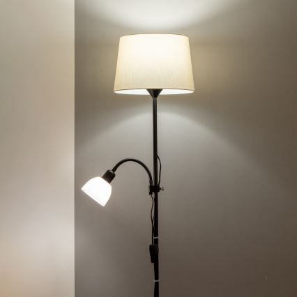 Brilagi - stāvlampa CERIA 1xE27/100W/230V + 1xE14/25W melna/bēša