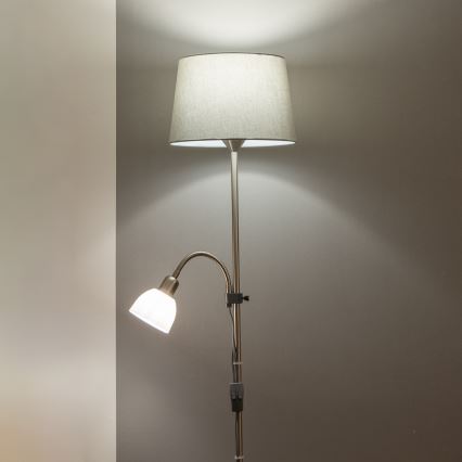 Brilagi - Stāvlampa CERIA 2in1 1xE27/100W/230V + 1xE14/25W matēts hroms/pelēks