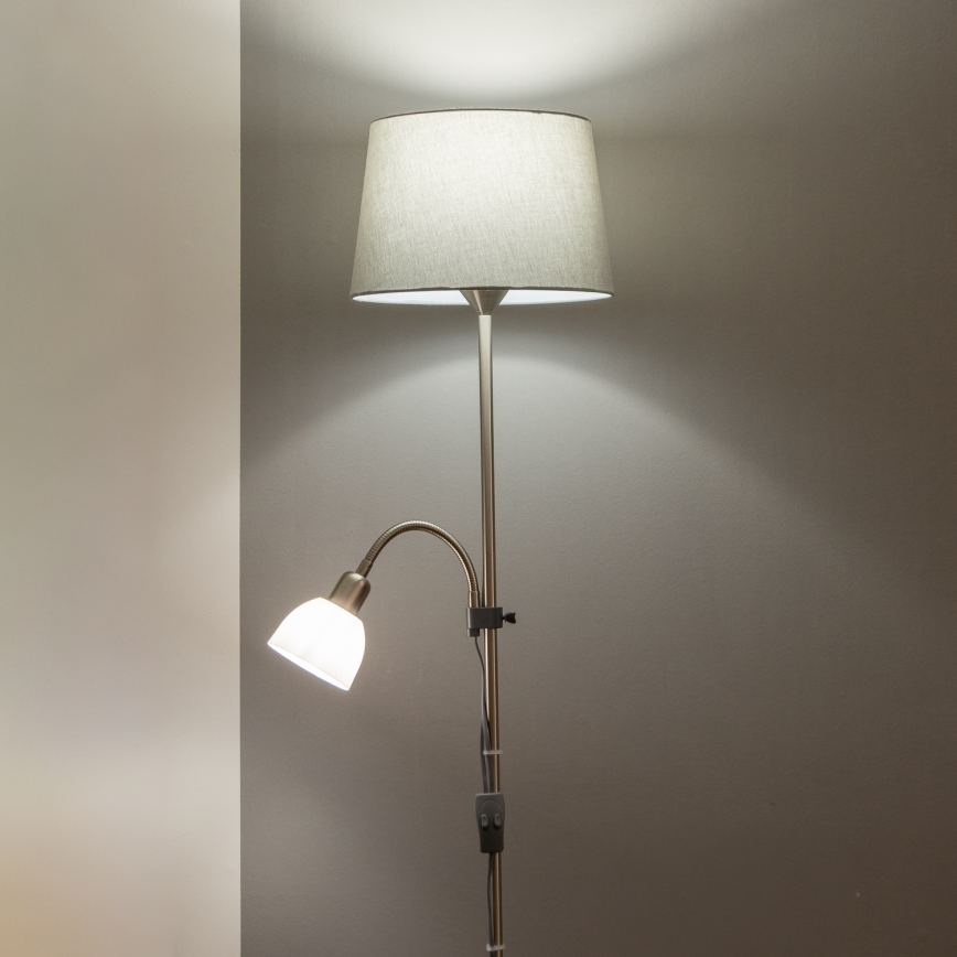 Brilagi - Stāvlampa CERIA 2in1 1xE27/100W/230V + 1xE14/25W matēts hroms/pelēks