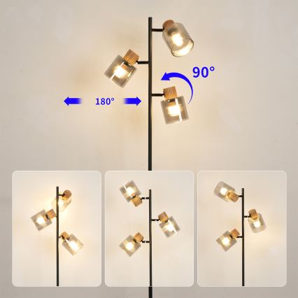 Brilagi - stāvlampa HYGGE 3xE14/15W/230V gumkoks/dūmaina