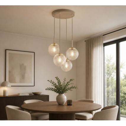 BRILAGI - STELLA piekarināmā lustra uz kabeļa 4xE27/60W/230V bēša/zelta