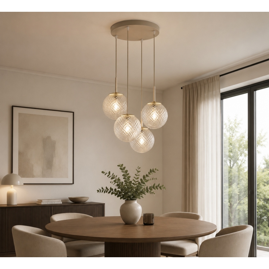 BRILAGI - STELLA piekarināmā lustra uz kabeļa 4xE27/60W/230V bēša/zelta