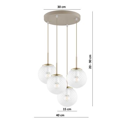 BRILAGI - STELLA piekarināmā lustra uz kabeļa 4xE27/60W/230V bēša/zelta