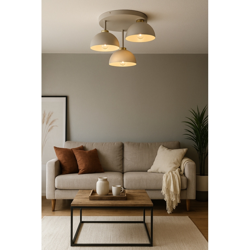 Brilagi - tieši pie griestiem piestiprināma lustra 3xE27/60W/230V bēša/zeltaina