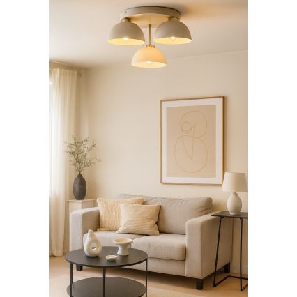 Brilagi - tieši pie griestiem piestiprināma lustra 3xE27/60W/230V bēša/zeltaina