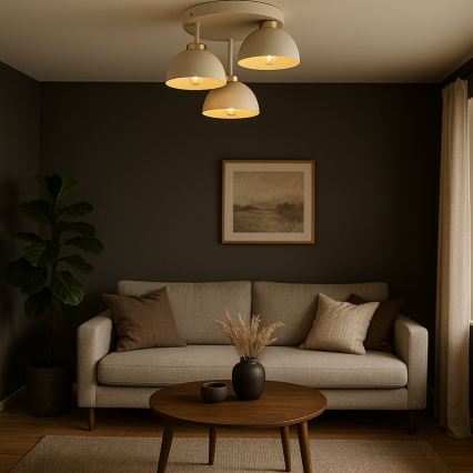 Brilagi - tieši pie griestiem piestiprināma lustra 3xE27/60W/230V bēša/zeltaina