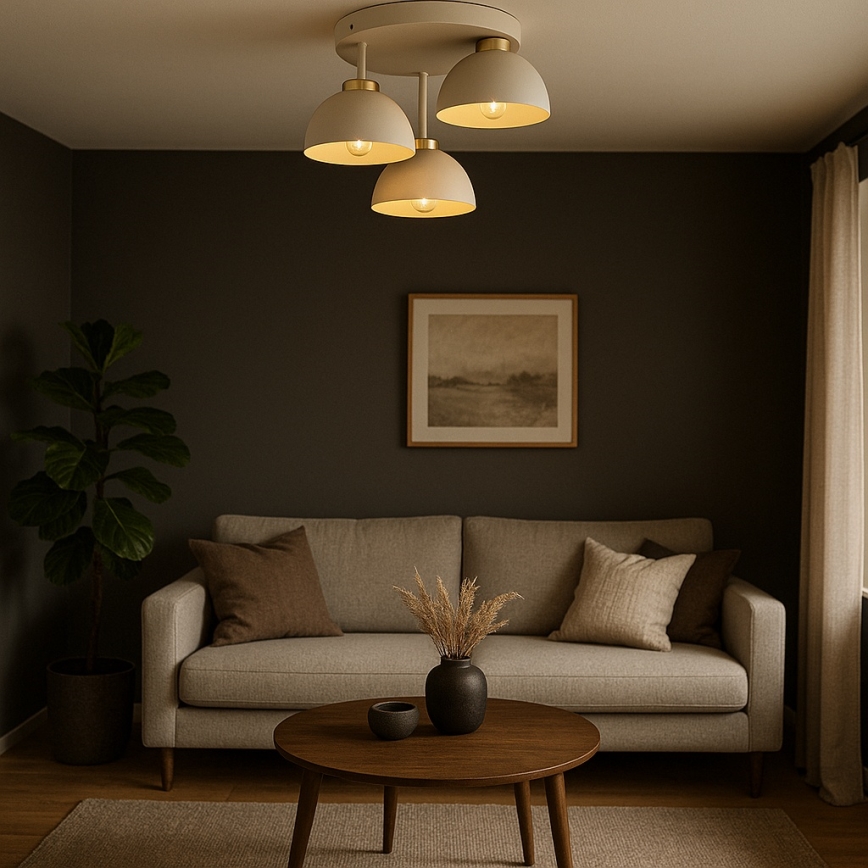 Brilagi - tieši pie griestiem piestiprināma lustra 3xE27/60W/230V bēša/zeltaina