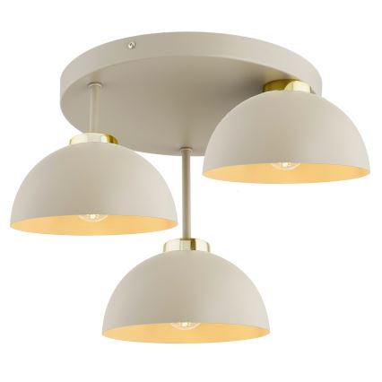 Brilagi - tieši pie griestiem piestiprināma lustra MOON 3xE27/60W/230V bēša/zeltaina