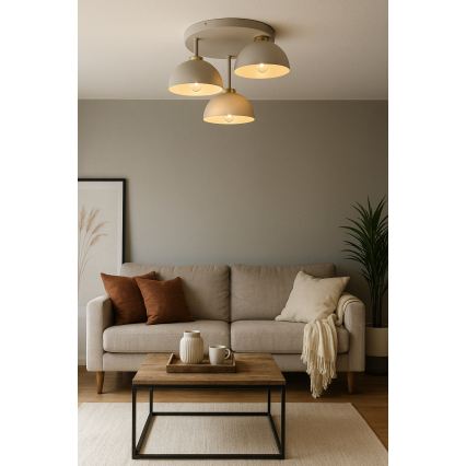 Brilagi - tieši pie griestiem piestiprināma lustra MOON 3xE27/60W/230V bēša/zeltaina
