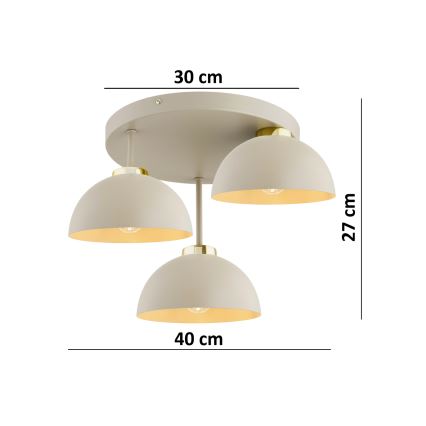 Brilagi - tieši pie griestiem piestiprināma lustra MOON 3xE27/60W/230V bēša/zeltaina