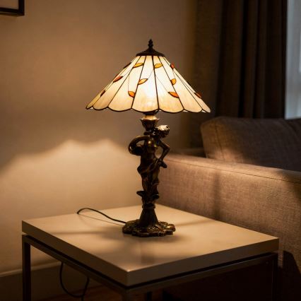 Brilagi - Tiffany stila vitražas galda lampa FOLIA 1xE27/60W/230V