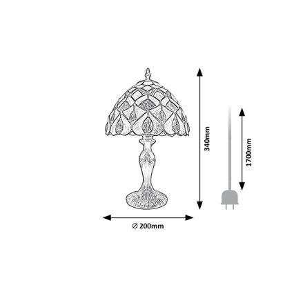Brilagi - Tiffany stila vitrāžas galda lampa MARGARET 1xE14/40W/230V