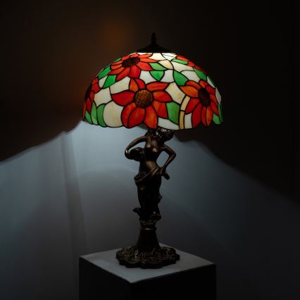 Brilagi - Tiffany stila vitrāžas galda lampa SUNFLOWER 1xE27/60W/230V