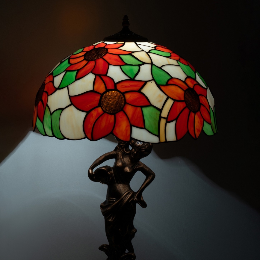 Brilagi - Tiffany stila vitrāžas galda lampa SUNFLOWER 1xE27/60W/230V