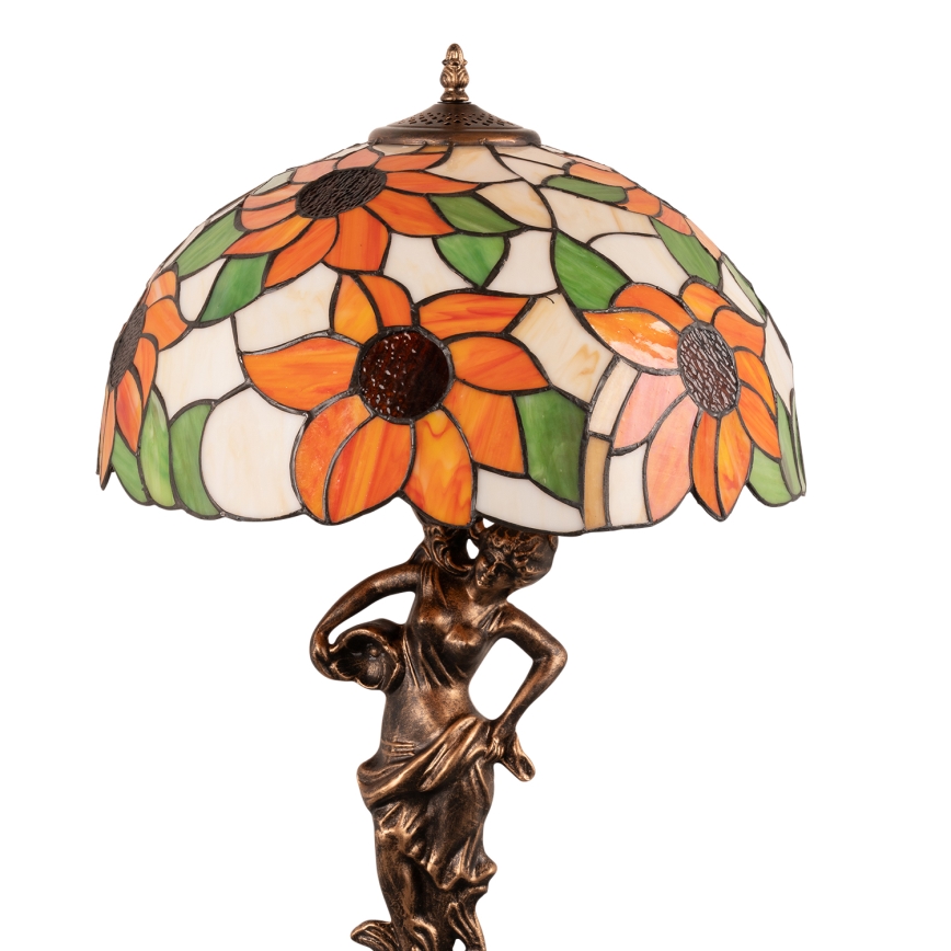 Brilagi - Tiffany stila vitrāžas galda lampa SUNFLOWER 1xE27/60W/230V