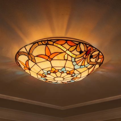 Brilagi - Tiffany stila vitrāžas griestu gaismeklis MIRABELLA 2xE27/60W/230V Ø 40 cm