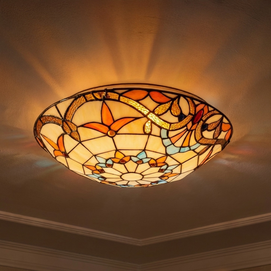 Brilagi - Tiffany stila vitrāžas griestu gaismeklis MIRABELLA 2xE27/60W/230V Ø 40 cm