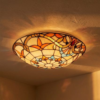 Brilagi - Tiffany stila vitrāžas griestu gaismeklis MIRABELLA 2xE27/60W/230V Ø 40 cm
