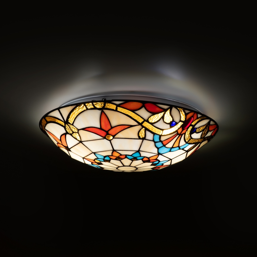 Brilagi - Tiffany stila vitrāžas griestu gaismeklis MIRABELLA 2xE27/60W/230V Ø 40 cm