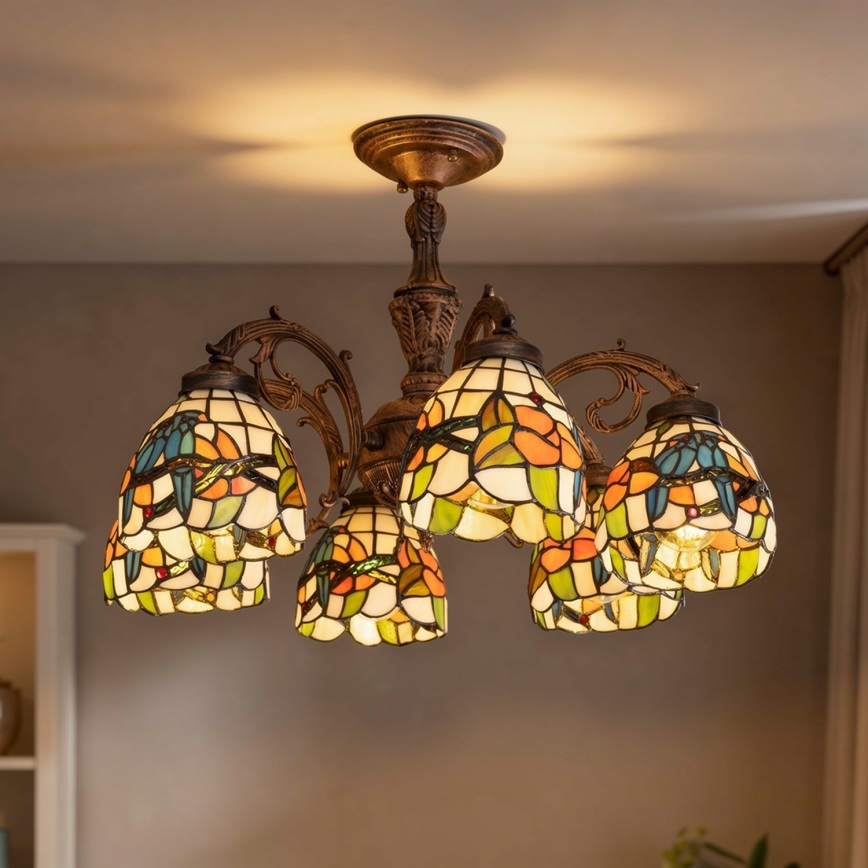 Brilagi - Tiffany stila vitrāžas griestu lampa JUNGLE 6xE27/60W/230V Ø 60 cm