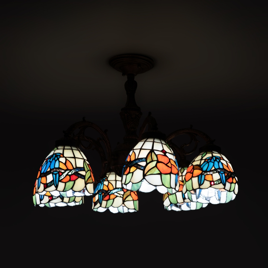 Brilagi - Tiffany stila vitrāžas griestu lampa JUNGLE 6xE27/60W/230V Ø 60 cm