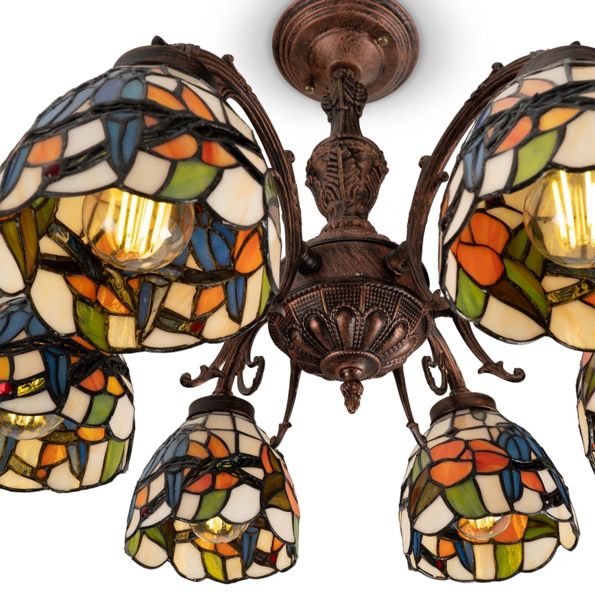Brilagi - Tiffany stila vitrāžas griestu lampa JUNGLE 6xE27/60W/230V Ø 60 cm