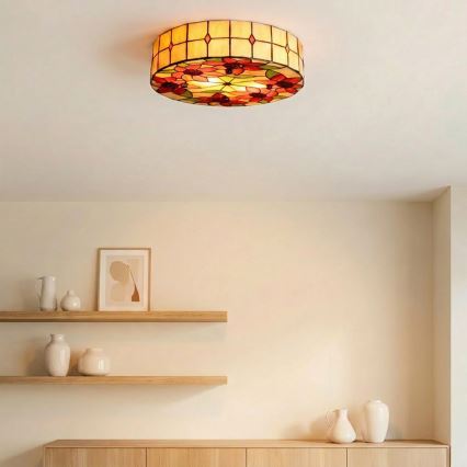 Brilagi - Tiffany stila vitrāžas griestu lampa SUNFLOWER 3xE27/60W/230V diametrs 40 cm