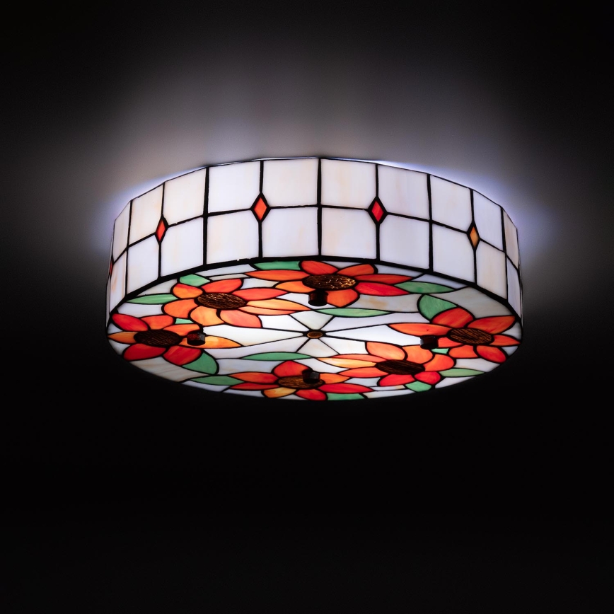 Brilagi - Tiffany stila vitrāžas griestu lampa SUNFLOWER 3xE27/60W/230V diametrs 40 cm