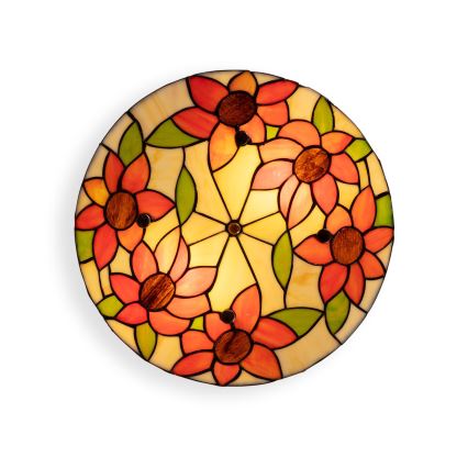 Brilagi - Tiffany stila vitrāžas griestu lampa SUNFLOWER 3xE27/60W/230V diametrs 40 cm