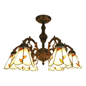 Brilagi - Tiffany stila vitrāžas virsmas montējamā griestu lampa FOLIA 6xE27/60W/230V Ø 60 cm