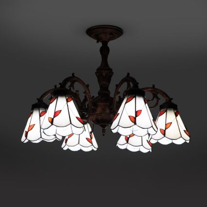 Brilagi - Tiffany stila vitrāžas virsmas montējamā griestu lampa FOLIA 6xE27/60W/230V Ø 60 cm