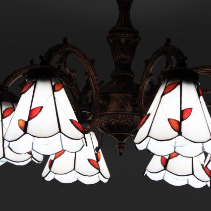 Brilagi - Tiffany stila vitrāžas virsmas montējamā griestu lampa FOLIA 6xE27/60W/230V Ø 60 cm