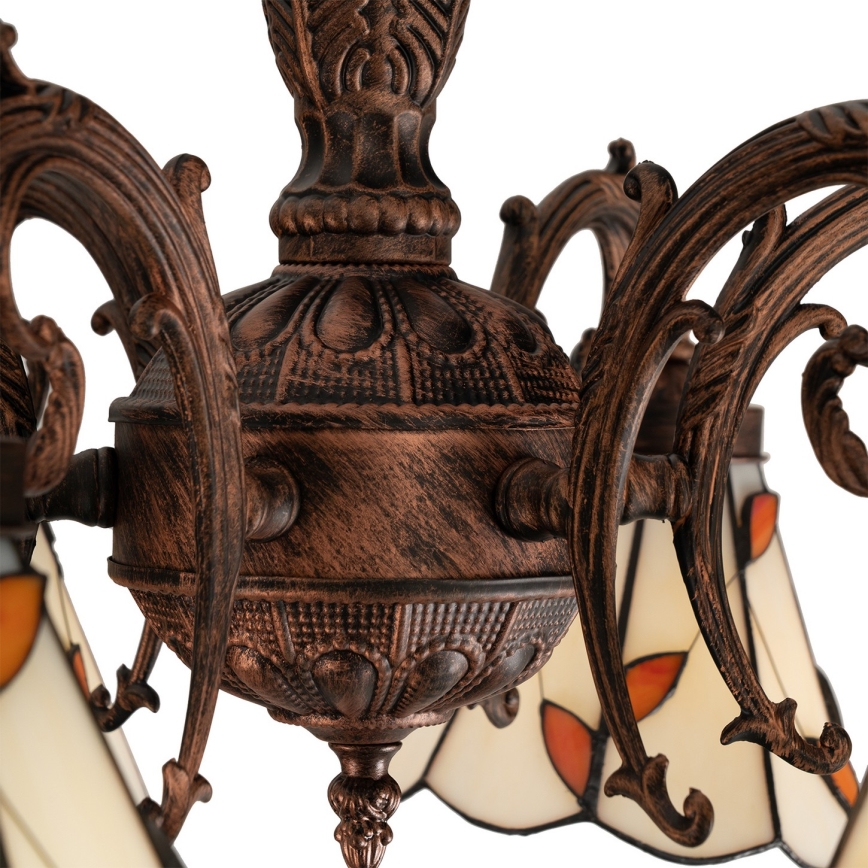 Brilagi - Tiffany stila vitrāžas virsmas montējamā griestu lampa FOLIA 6xE27/60W/230V Ø 60 cm