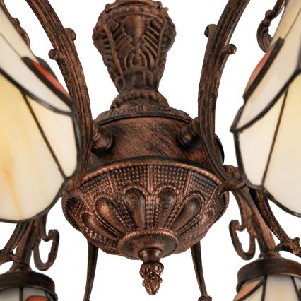Brilagi - Tiffany stila vitrāžas virsmas montējamā griestu lampa FOLIA 6xE27/60W/230V Ø 60 cm