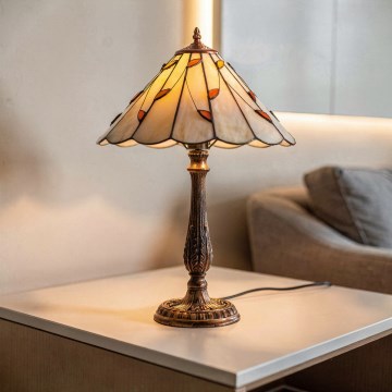 Brilagi - Tiffany vitrāžas galda lampa FOLIA 2xE27/60W/230V