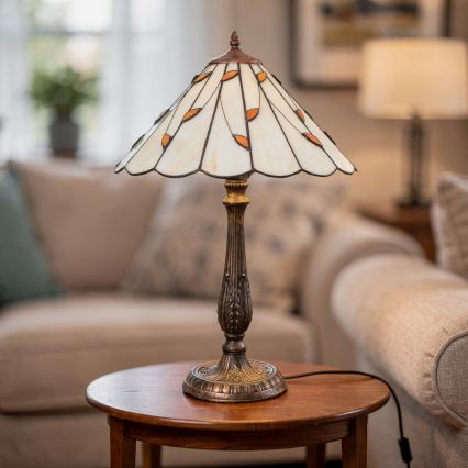 Brilagi - Tiffany vitrāžas galda lampa FOLIA 2xE27/60W/230V