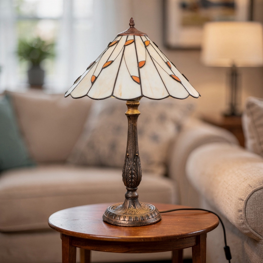 Brilagi - Tiffany vitrāžas galda lampa FOLIA 2xE27/60W/230V