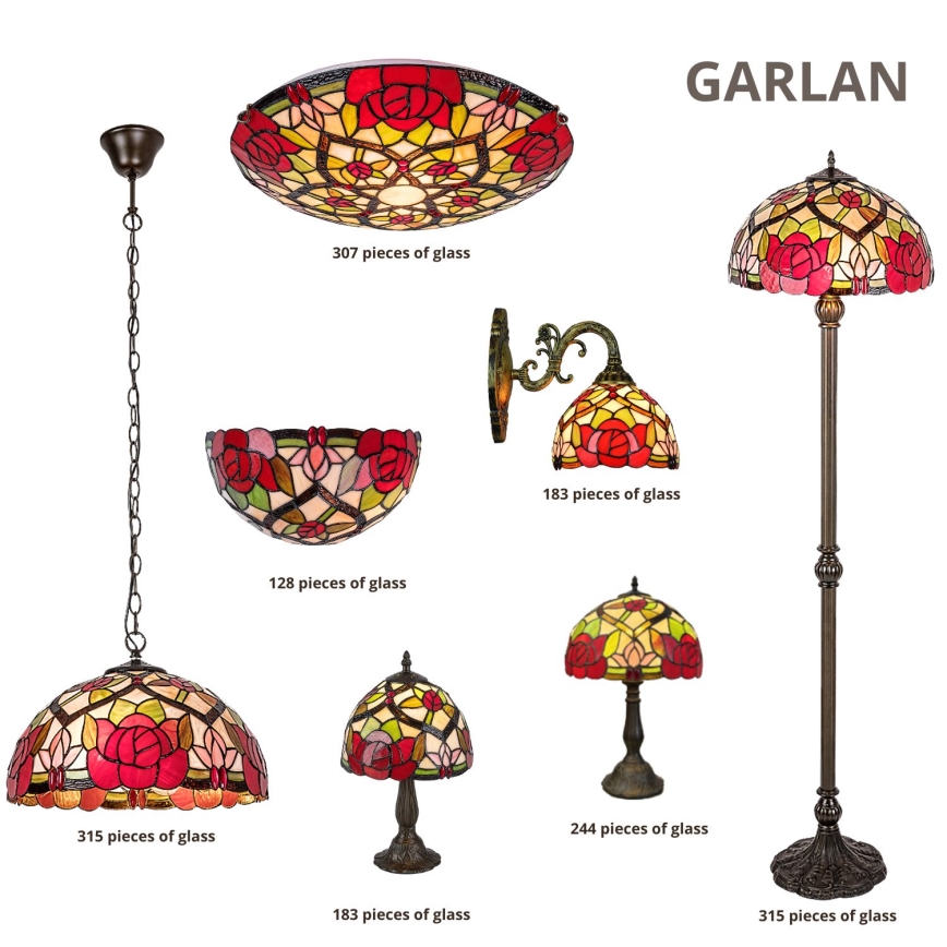 Brilagi - Tiffany vitrāžas galda lampa GARLAN 1xE14/40W/230V