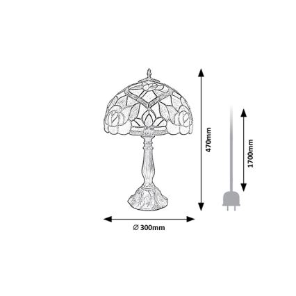 Brilagi - Tiffany vitrāžas galda lampa GARLAN 1xE27/40W/230V