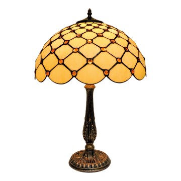 BRILAGI - Tiffany vitrāžas galda lampa IVORY SMOOTH 2xE27/60W/230V