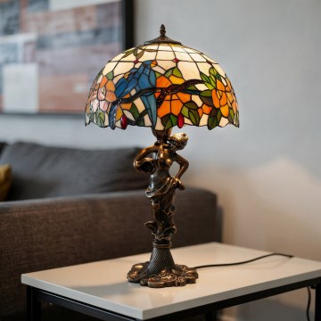 Brilagi - Tiffany vitrāžas galda lampa JUNGLE 1xE27/60W/230V