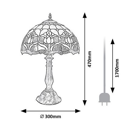 Brilagi - Tiffany vitrāžas galda lampa LORAS 1xE27/40W/230V