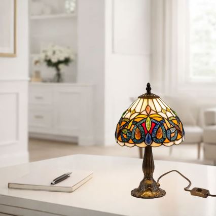 Brilagi - Tiffany vitrāžas galda lampa LUISA 1xE14/40W/230V