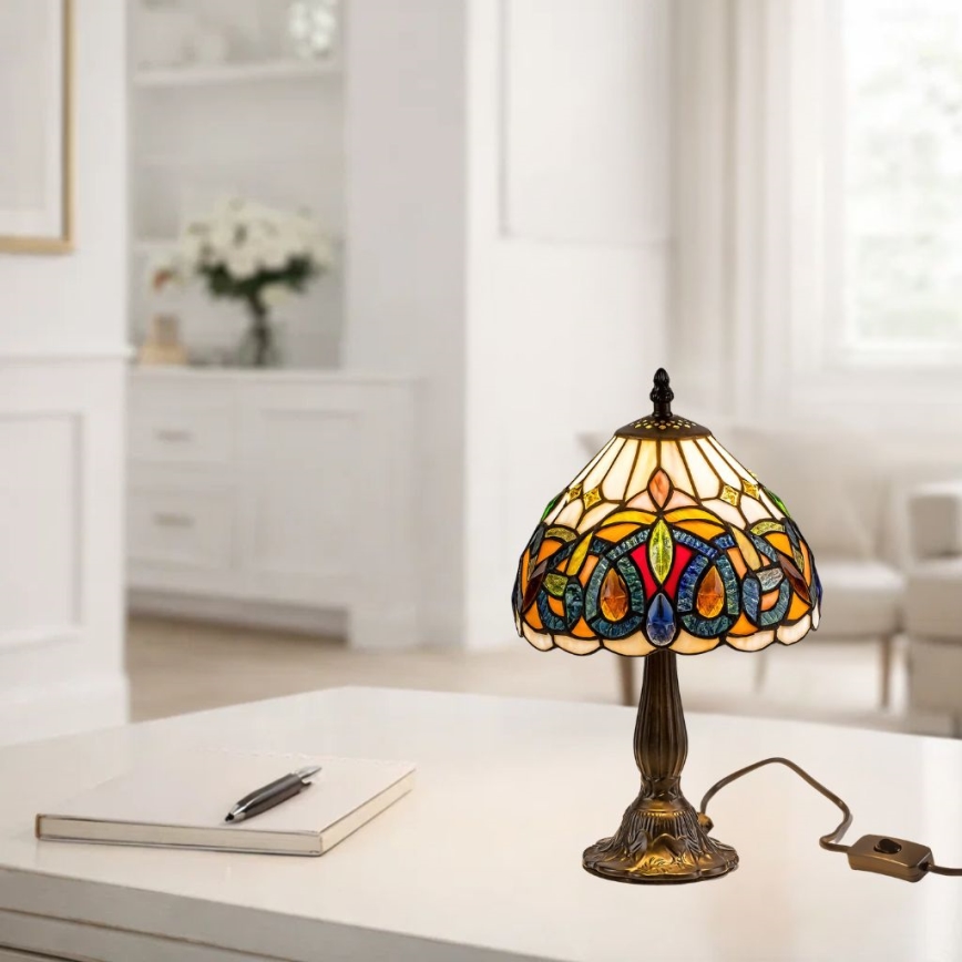 Brilagi - Tiffany vitrāžas galda lampa LUISA 1xE14/40W/230V
