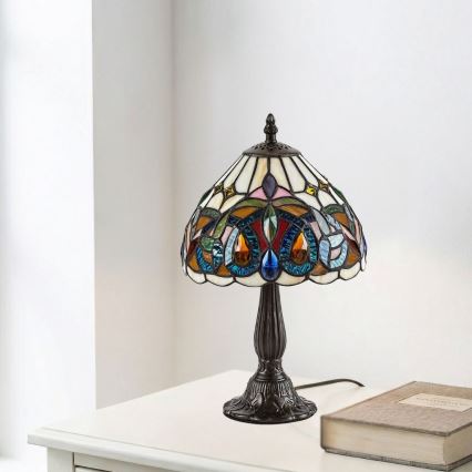 Brilagi - Tiffany vitrāžas galda lampa LUISA 1xE14/40W/230V