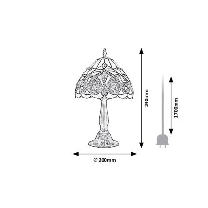 Brilagi - Tiffany vitrāžas galda lampa LUISA 1xE14/40W/230V
