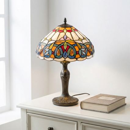 Brilagi - Tiffany vitrāžas galda lampa LUISA 1xE27/40W/230V