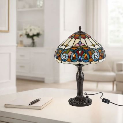 Brilagi - Tiffany vitrāžas galda lampa LUISA 1xE27/40W/230V